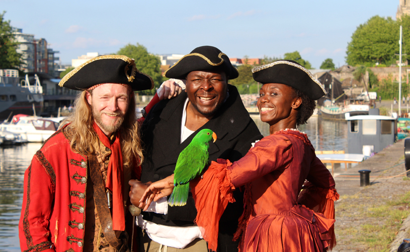 Actors in pirate costume for Show of Strength's Treasure Island Story Walk